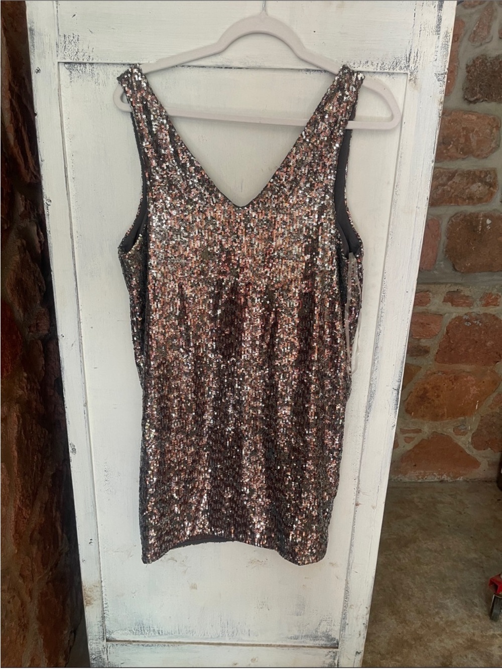 Sam Edelman Sequin V-Neck Sleeveless Party Dress Rose Gold NWT